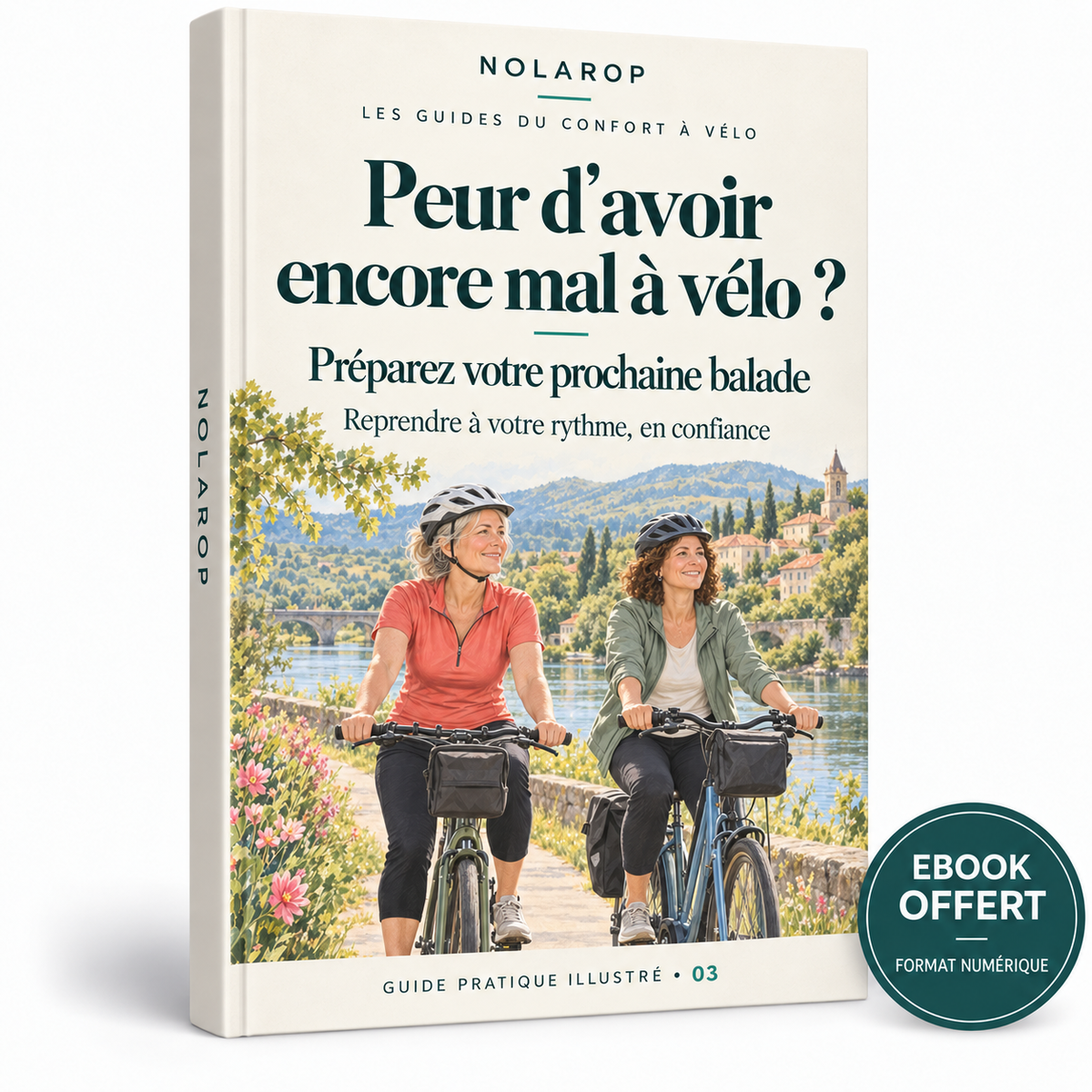 EBOOK — Peur d’avoir encore mal à vélo ? Préparez votre prochaine balade. Un plan concret pour reprendre à votre rythme, sans vous forcer à suivre les autres. Nolarop