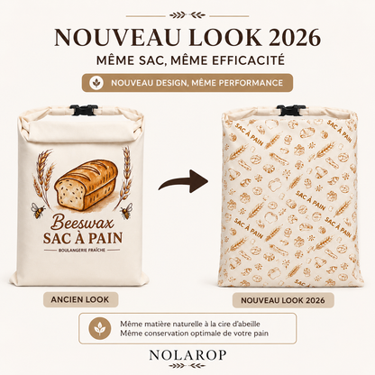Nolarop — Sac à pain en coton et cire d'abeille, fraîcheur 7 jours Klaropro